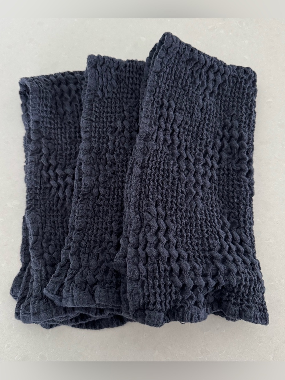 Set of 3 Navy Blue 100% Cotton Kitchen Towels
